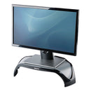 Fellowes® wholesale. Smart Suites Corner Monitor Riser, For 21" Monitors, 18.5" X 12.5" X 3.88" To 5.13", Black-clear Frost, Supports 40 Lbs. HSD Wholesale: Janitorial Supplies, Breakroom Supplies, Office Supplies.
