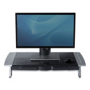 Fellowes® wholesale. Office Suites Premium Monitor Riser, 27" X 14" X 4" To 6.5", Black-silver. HSD Wholesale: Janitorial Supplies, Breakroom Supplies, Office Supplies.