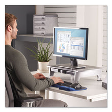 Load image into Gallery viewer, Fellowes® wholesale. Office Suites Standard Monitor Riser, For 21&quot; Monitors, 19.78&quot; X 14.06&quot; X 4&quot; To 6.5&quot;, Black-silver, Supports 80 Lbs. HSD Wholesale: Janitorial Supplies, Breakroom Supplies, Office Supplies.
