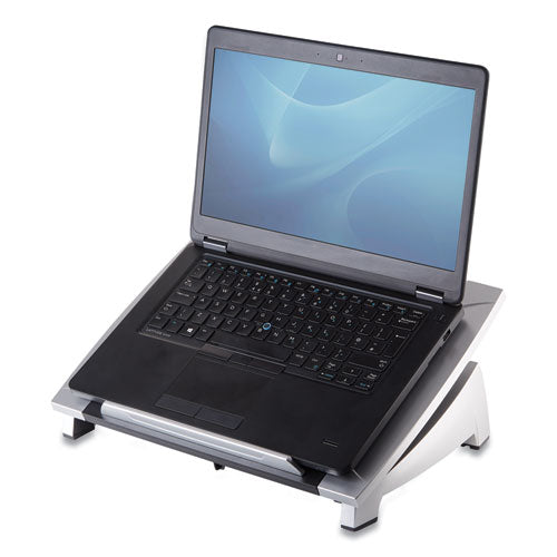 Fellowes® wholesale. Office Suites Laptop Riser, 15.13" X 11.38" X 4.5" To 6.5", Black-silver, Supports 10 Lbs. HSD Wholesale: Janitorial Supplies, Breakroom Supplies, Office Supplies.