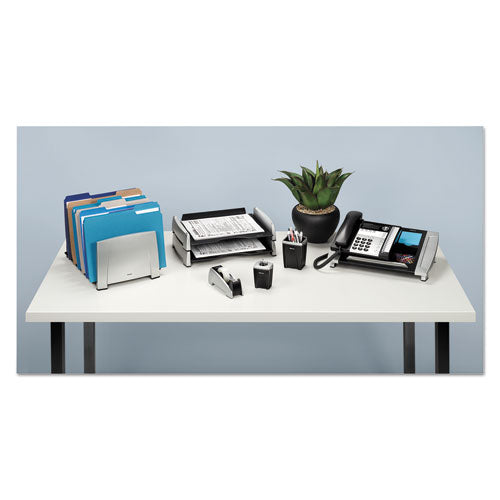 Fellowes® wholesale. Office Suites Desktop Tape Dispenser, 1" Core, Plastic, Heavy Base, Black-silver. HSD Wholesale: Janitorial Supplies, Breakroom Supplies, Office Supplies.