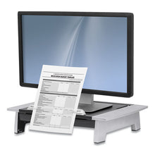 Load image into Gallery viewer, Fellowes® wholesale. Office Suites Monitor Riser Plus, 19.88&quot; X 14.06&quot; X 4&quot; To 6.5&quot;, Black-silver, Supports 80 Lbs. HSD Wholesale: Janitorial Supplies, Breakroom Supplies, Office Supplies.