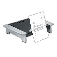 Load image into Gallery viewer, Fellowes® wholesale. Office Suites Monitor Riser Plus, 19.88&quot; X 14.06&quot; X 4&quot; To 6.5&quot;, Black-silver, Supports 80 Lbs. HSD Wholesale: Janitorial Supplies, Breakroom Supplies, Office Supplies.