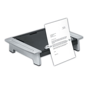 Fellowes® wholesale. Office Suites Monitor Riser Plus, 19.88" X 14.06" X 4" To 6.5", Black-silver, Supports 80 Lbs. HSD Wholesale: Janitorial Supplies, Breakroom Supplies, Office Supplies.