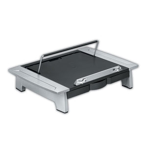 Fellowes® wholesale. Office Suites Monitor Riser Plus, 19.88" X 14.06" X 4" To 6.5", Black-silver, Supports 80 Lbs. HSD Wholesale: Janitorial Supplies, Breakroom Supplies, Office Supplies.