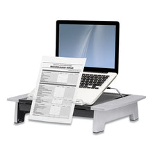 Load image into Gallery viewer, Fellowes® wholesale. Office Suites Monitor Riser Plus, 19.88&quot; X 14.06&quot; X 4&quot; To 6.5&quot;, Black-silver, Supports 80 Lbs. HSD Wholesale: Janitorial Supplies, Breakroom Supplies, Office Supplies.