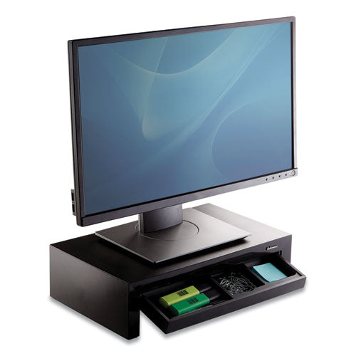 Fellowes® wholesale. Designer Suites Monitor Riser, For 21" Monitors, 16" X 9.38" X 4.38" To 6", Black Pearl, Supports 40 Lbs. HSD Wholesale: Janitorial Supplies, Breakroom Supplies, Office Supplies.