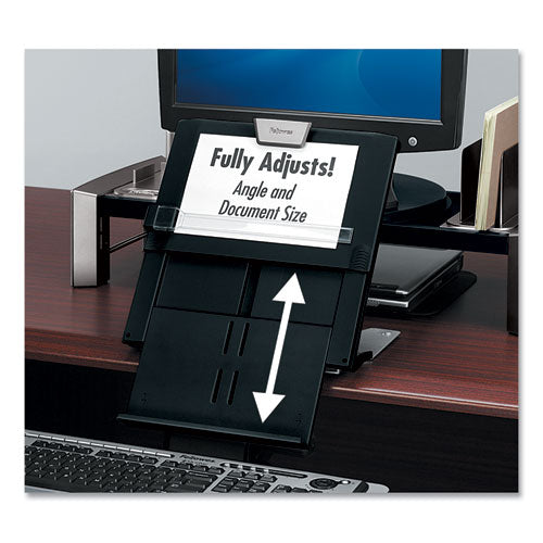 Fellowes® wholesale. Professional Series Document Holder, Plastic, 250 Sheet Capacity, Black. HSD Wholesale: Janitorial Supplies, Breakroom Supplies, Office Supplies.
