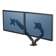 Load image into Gallery viewer, Fellowes® wholesale. Platinum Series Dual Monitor Arm For 27&quot; Monitors, 360 Deg Rotation, +85 Deg--20 Deg Tilt, 360 Deg Pan, Black, Supports 20 Lb. HSD Wholesale: Janitorial Supplies, Breakroom Supplies, Office Supplies.