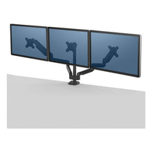 Load image into Gallery viewer, Fellowes® wholesale. Platinum Series Triple Monitor Arm For 27&quot; Monitors, 360 Deg Rotation, +85--20 Deg Tilt, 360 Deg Pan, Black, Supports 20 Lb. HSD Wholesale: Janitorial Supplies, Breakroom Supplies, Office Supplies.