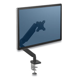 Fellowes® wholesale. Platinum Series Single Monitor Arm, For 30" Monitors, 360 Deg Rotation, 180 Deg Tilt, 360 Deg Pan, Black, Supports 20 Lb. HSD Wholesale: Janitorial Supplies, Breakroom Supplies, Office Supplies.