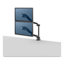 Load image into Gallery viewer, Fellowes® wholesale. Platinum Series Dual Stacking Arm For 27&quot; Monitors, 360 Deg Rotation, 180 Deg Tilt, 360 Deg Pan, Black, Supports 22 Lb. HSD Wholesale: Janitorial Supplies, Breakroom Supplies, Office Supplies.