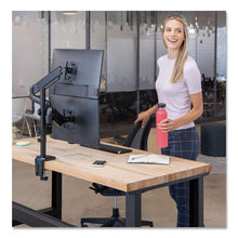 Load image into Gallery viewer, Fellowes® wholesale. Platinum Series Dual Stacking Arm For 27&quot; Monitors, 360 Deg Rotation, 180 Deg Tilt, 360 Deg Pan, Black, Supports 22 Lb. HSD Wholesale: Janitorial Supplies, Breakroom Supplies, Office Supplies.