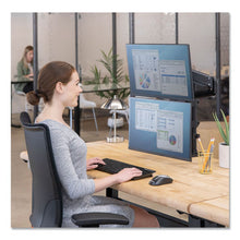 Load image into Gallery viewer, Fellowes® wholesale. Platinum Series Dual Stacking Arm For 27&quot; Monitors, 360 Deg Rotation, 180 Deg Tilt, 360 Deg Pan, Black, Supports 22 Lb. HSD Wholesale: Janitorial Supplies, Breakroom Supplies, Office Supplies.