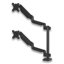 Load image into Gallery viewer, Fellowes® wholesale. Platinum Series Dual Stacking Arm For 27&quot; Monitors, 360 Deg Rotation, 180 Deg Tilt, 360 Deg Pan, Black, Supports 22 Lb. HSD Wholesale: Janitorial Supplies, Breakroom Supplies, Office Supplies.