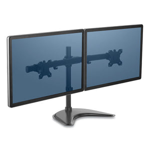 Fellowes® wholesale. Professional Series Freestanding Dual Horizontal Monitor Arm, For 30" Monitors, 35.75" X 11" X 18.25", Black, Supports 17 Lb. HSD Wholesale: Janitorial Supplies, Breakroom Supplies, Office Supplies.