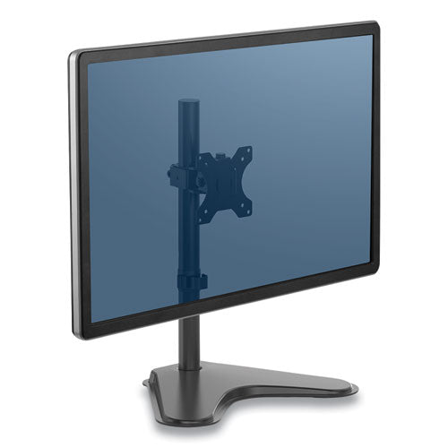 Fellowes® wholesale. Professional Series Single Freestanding Monitor Arm, For 32" Monitors, 11" X 15.4" X 18.3", Black, Supports 17 Lb. HSD Wholesale: Janitorial Supplies, Breakroom Supplies, Office Supplies.