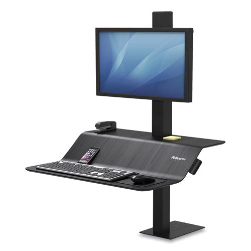 Fellowes® wholesale. Lotus Ve Sit-stand Workstation, 29" X 28.5" X 27.5" To 42.5", Black. HSD Wholesale: Janitorial Supplies, Breakroom Supplies, Office Supplies.