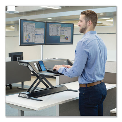 Fellowes® wholesale. Lotus Dx Sit-stand Workstation, 32.75" X 24.25" X 5.5" To 22.5", Black. HSD Wholesale: Janitorial Supplies, Breakroom Supplies, Office Supplies.