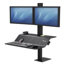 Load image into Gallery viewer, Fellowes® wholesale. Lotus Ve Sit-stand Workstation - Dual, 29&quot; X 28.5&quot; X 42.5&quot;, Black. HSD Wholesale: Janitorial Supplies, Breakroom Supplies, Office Supplies.