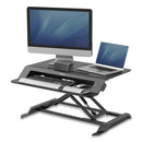 Fellowes® wholesale. Lotus Lt Sit-stand Workstation, 34.38" X 28.38" X 7.62", Black. HSD Wholesale: Janitorial Supplies, Breakroom Supplies, Office Supplies.