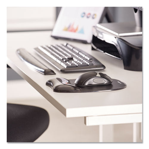 Fellowes® wholesale. Gel Crystals Keyboard Wrist Rest, 18.5" X 2.25", Black. HSD Wholesale: Janitorial Supplies, Breakroom Supplies, Office Supplies.