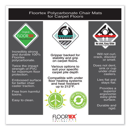 Floortex® wholesale. Cleartex Ultimat Polycarbonate Chair Mat For High Pile Carpets, 60 X 48, Clear. HSD Wholesale: Janitorial Supplies, Breakroom Supplies, Office Supplies.