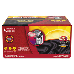 Folgers® wholesale. Coffee Filter Packs, Black Silk, 1.4 Oz Pack, 40packs-carton. HSD Wholesale: Janitorial Supplies, Breakroom Supplies, Office Supplies.