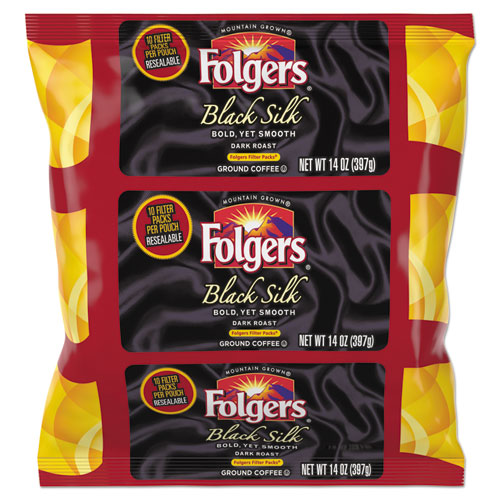 Folgers® wholesale. Coffee Filter Packs, Black Silk, 1.4 Oz Pack, 40packs-carton. HSD Wholesale: Janitorial Supplies, Breakroom Supplies, Office Supplies.