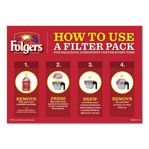 Folgers® wholesale. Coffee Filter Packs, Classic Roast, .9 Oz, 10 Filters-pack, 4 Packs-carton. HSD Wholesale: Janitorial Supplies, Breakroom Supplies, Office Supplies.