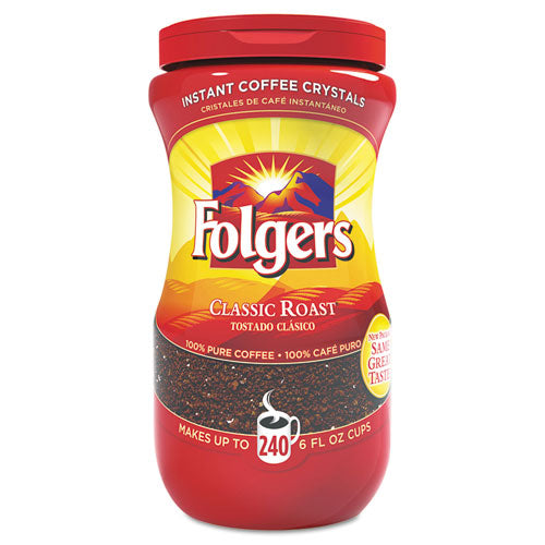 Folgers® wholesale. Instant Coffee Crystals, Classic Roast, 16oz Jar. HSD Wholesale: Janitorial Supplies, Breakroom Supplies, Office Supplies.