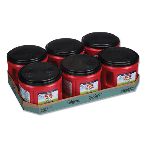 Folgers® wholesale. Coffee, Half Caff, 25.4 Oz Canister, 6-carton. HSD Wholesale: Janitorial Supplies, Breakroom Supplies, Office Supplies.