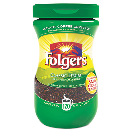 Folgers® wholesale. Instant Coffee Crystals, Decaf Classic, 8 Oz. HSD Wholesale: Janitorial Supplies, Breakroom Supplies, Office Supplies.