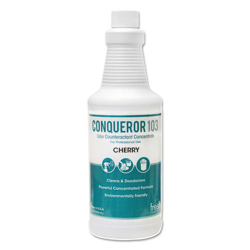 Fresh Products wholesale. Conqueror 103 Odor Counteractant Concentrate, Cherry, 32 Oz Bottle, 12-carton. HSD Wholesale: Janitorial Supplies, Breakroom Supplies, Office Supplies.