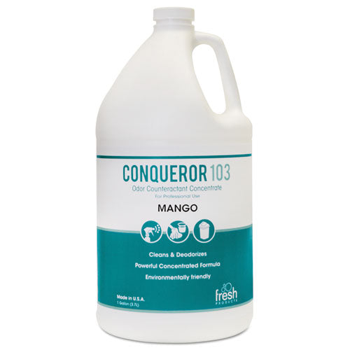 Fresh Products wholesale. Conqueror 103 Odor Counteractant Concentrate, Mango, 1 Gal Bottle, 4-carton. HSD Wholesale: Janitorial Supplies, Breakroom Supplies, Office Supplies.