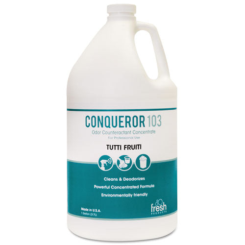 Fresh Products wholesale. Conqueror 103 Odor Counteractant Concentrate, Tutti-frutti, 1 Gal Bottle, 4-carton. HSD Wholesale: Janitorial Supplies, Breakroom Supplies, Office Supplies.