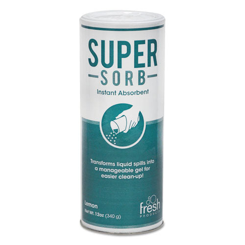 Fresh Products wholesale. Super-sorb Liquid Spill Absorbent, Powder, Lemon-scent, 12 Oz. Shaker Can, 6-box. HSD Wholesale: Janitorial Supplies, Breakroom Supplies, Office Supplies.