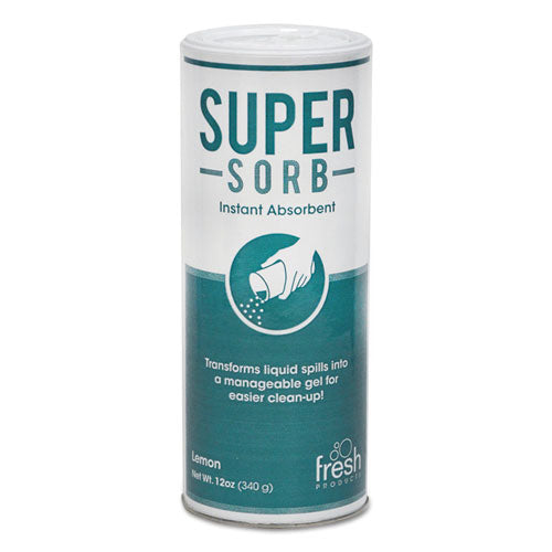 Fresh Products wholesale. Super-sorb Liquid Spill Absorbent, Powder, Lemon-scent, 12 Oz. Shaker Can. HSD Wholesale: Janitorial Supplies, Breakroom Supplies, Office Supplies.