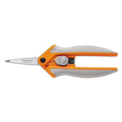 Fiskars® wholesale. Easy Action Micro-tip Scissors, Pointed Tip, 5" Long, 1.75" Cut Length, Gray Straight Handle. HSD Wholesale: Janitorial Supplies, Breakroom Supplies, Office Supplies.