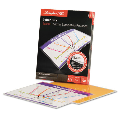 GBC® wholesale. Ezuse Thermal Laminating Pouches, 5 Mil, 9" X 11.5", Gloss Clear, 100-box. HSD Wholesale: Janitorial Supplies, Breakroom Supplies, Office Supplies.