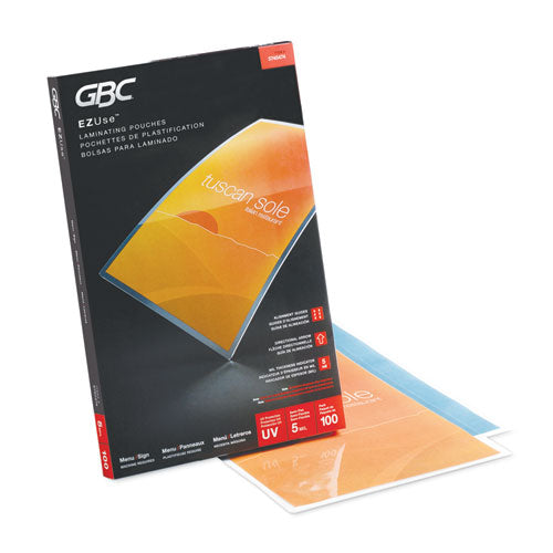 GBC® wholesale. Ezuse Thermal Laminating Pouches, 5 Mil, 11.5" X 17.5", Gloss Clear, 100-box. HSD Wholesale: Janitorial Supplies, Breakroom Supplies, Office Supplies.