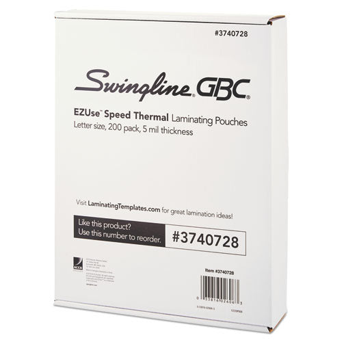 GBC® wholesale. Ezuse Thermal Laminating Pouches, 5 Mil, 9" X 11.5", Gloss Clear, 200-pack. HSD Wholesale: Janitorial Supplies, Breakroom Supplies, Office Supplies.