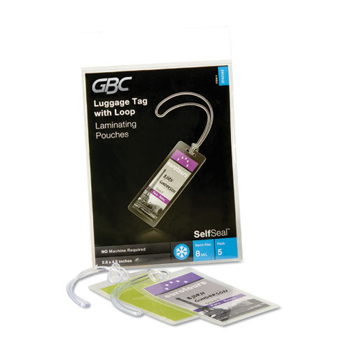 GBC® wholesale. Selfseal Self-adhesive Laminating Pouches And Single-sided Sheets, 8 Mil, 2.88" X 4.63", Gloss Clear, 5-pack. HSD Wholesale: Janitorial Supplies, Breakroom Supplies, Office Supplies.