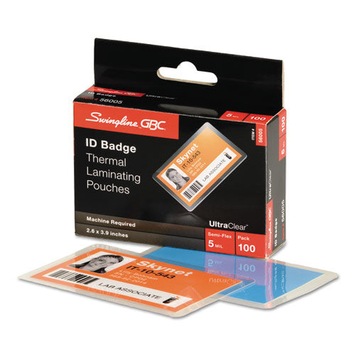 GBC® wholesale. Ultraclear Thermal Laminating Pouches, 5 Mil, 3.88" X 2.63", Gloss Clear, 100-box. HSD Wholesale: Janitorial Supplies, Breakroom Supplies, Office Supplies.