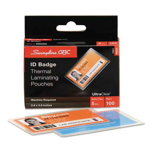 GBC® wholesale. Ultraclear Thermal Laminating Pouches, 5 Mil, 3.88" X 2.63", Gloss Clear, 100-box. HSD Wholesale: Janitorial Supplies, Breakroom Supplies, Office Supplies.