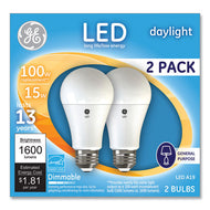 GE wholesale. 100w Led Bulbs, 15 W, A19, Daylight, 2-pack. HSD Wholesale: Janitorial Supplies, Breakroom Supplies, Office Supplies.