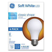 Load image into Gallery viewer, GE wholesale. Classic Led Soft White Non-dim A19 Light Bulb, 8 W, 4-pack. HSD Wholesale: Janitorial Supplies, Breakroom Supplies, Office Supplies.