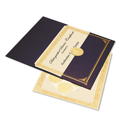 Geographics® wholesale. Ivory-gold Foil Embossed Award Cert. Kit, Blue Metallic Cover, 8-1-2 X 11, 6-kit. HSD Wholesale: Janitorial Supplies, Breakroom Supplies, Office Supplies.