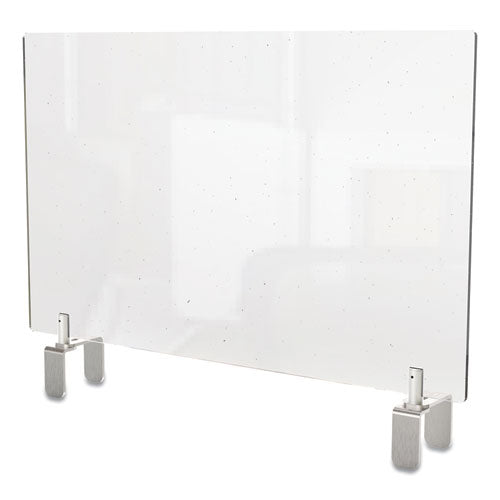 Ghent wholesale. Clear Partition Extender With Attached Clamp, 36 X 3.88 X 18, Thermoplastic Sheeting. HSD Wholesale: Janitorial Supplies, Breakroom Supplies, Office Supplies.