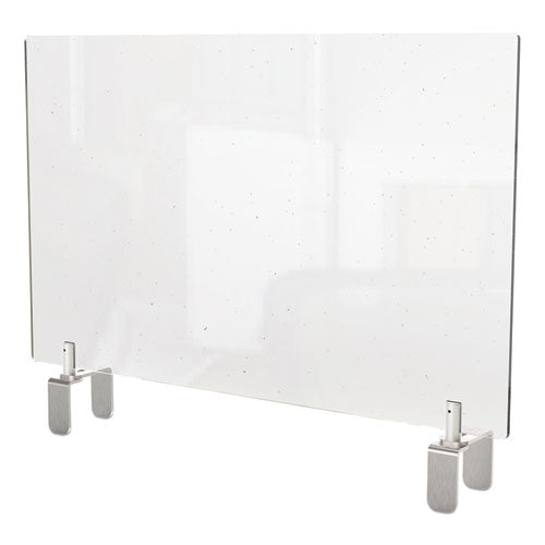 Ghent wholesale. Clear Partition Extender With Attached Clamp, 42 X 3.88 X 18, Thermoplastic Sheeting. HSD Wholesale: Janitorial Supplies, Breakroom Supplies, Office Supplies.